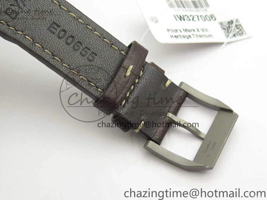 MIROTIME 0504 SmartChoice Mark XVIII IW327006 Titanium M+F 1:1 Best Edition Black Dial on Brown Leather Strap A 7145